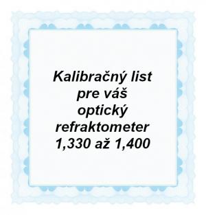 Foto: CAL-RI-1400: Kalibračný list pre ručný optický refraktometer vybavený stupnicou refrakčného indexu s rozsahom od 1,330 do 1,400